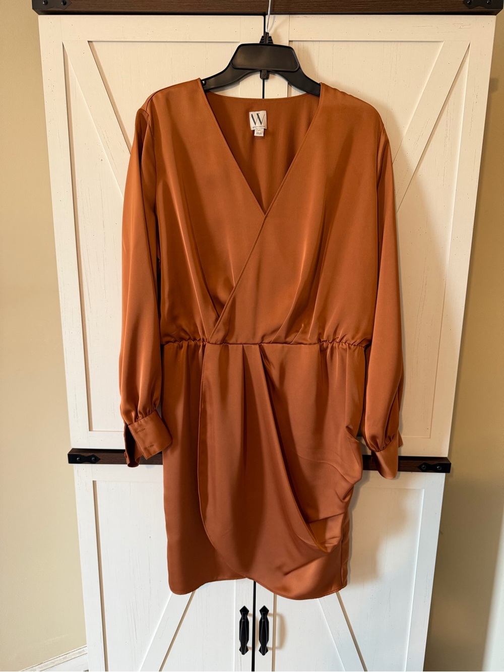 Worthington Rust Wrap-Style Long Sleeve Dress